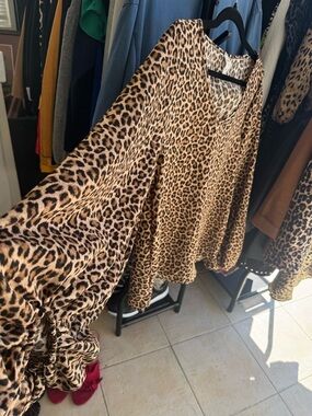 Leopard Print V-Neck Blouse